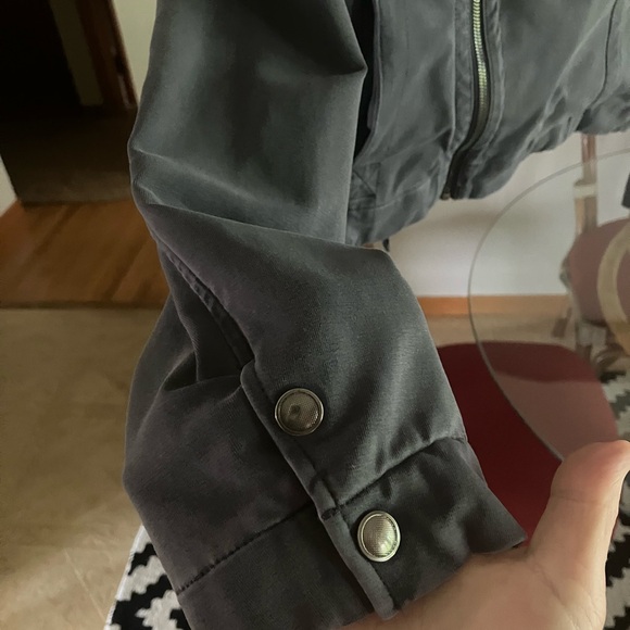 $149 Evereve Peyton Jensen gray stretchy moto jacket. Lots of details Size Large - Picture 8 of 14